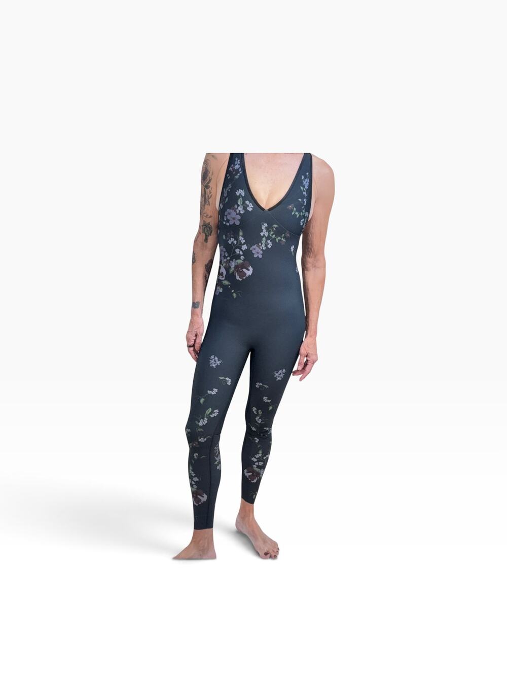 Ultracor Parisian Floral Motion Unitard Bodysuit Women's Small S Deep V NWOT
